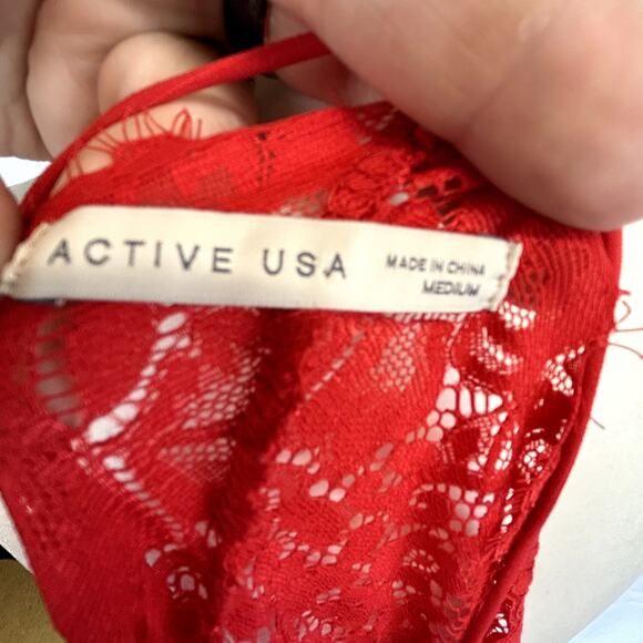 Active USA RED women's Medium night top lingerie sleep sexy romantic - Picture 8 of 9